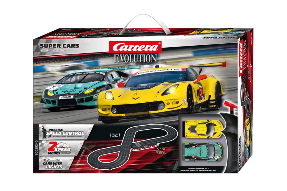 Carrera Evolution 20025241 Speedway Champions Analog Electric 1:32 Scale  Slot Car Racing Track Set - Includes Two 1:32 Scale Cars & Two Dual-Speed