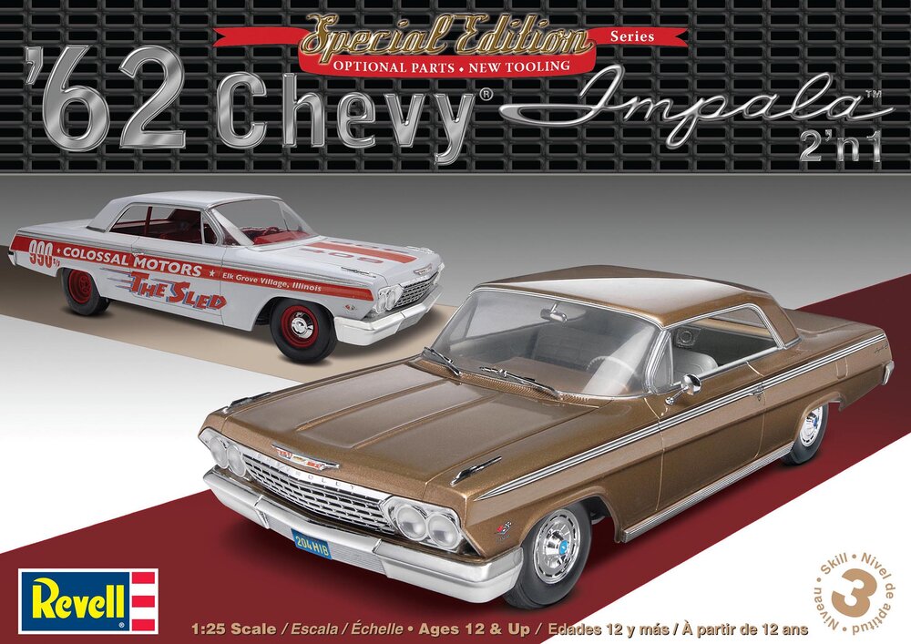 Revell 85-4466 1962 Chevy Impala 3N1 1:25 scale model car kit 