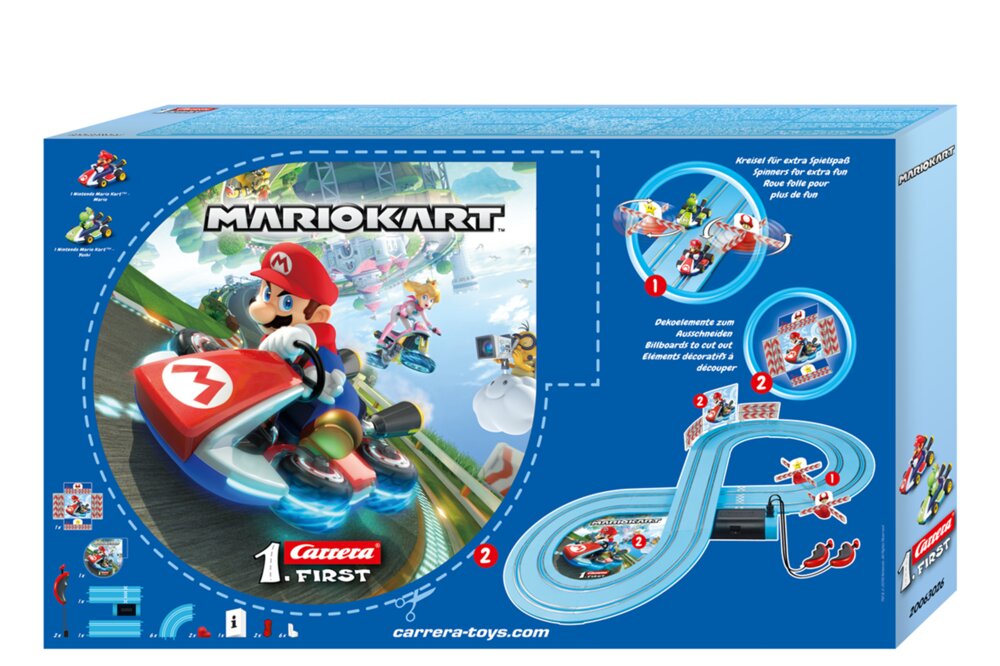  Carrera First Nintendo Mario Kart Slot Car Race Track -  Includes 2 Cars: Mario and Luigi and Two-Controllers - Battery-Powered  Beginner Set for Kids Ages 3 Years and Up, 20063028 