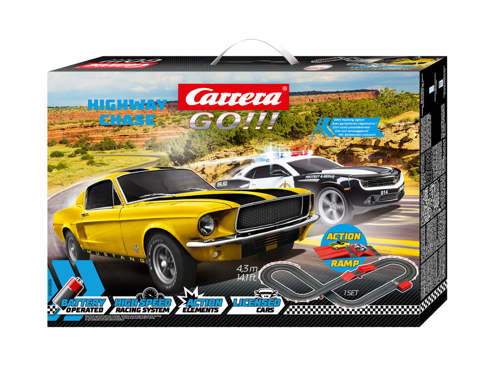 Carrera GO!!! 20063519 - Highway Chase Battery Operated Slot Car Racing Toy  Set