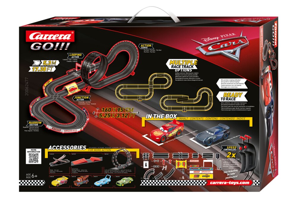 Carrera GO!!! 62477 Disney Pixar Cars Neon Nights Electric Slot Car Racing  Kids Toy Race Track Set Includes 2 Controllers and 2 Cars in 1:43 Scale :  Toys & Games 